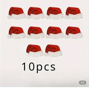 Festive Red Santa Hat Party Supplies - 10 Pack